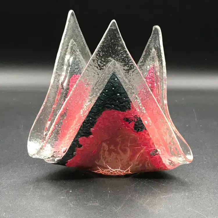 Jones Glassworks Studio Handmade Dichroic Fused Copper Art Glass Free-Form Piece