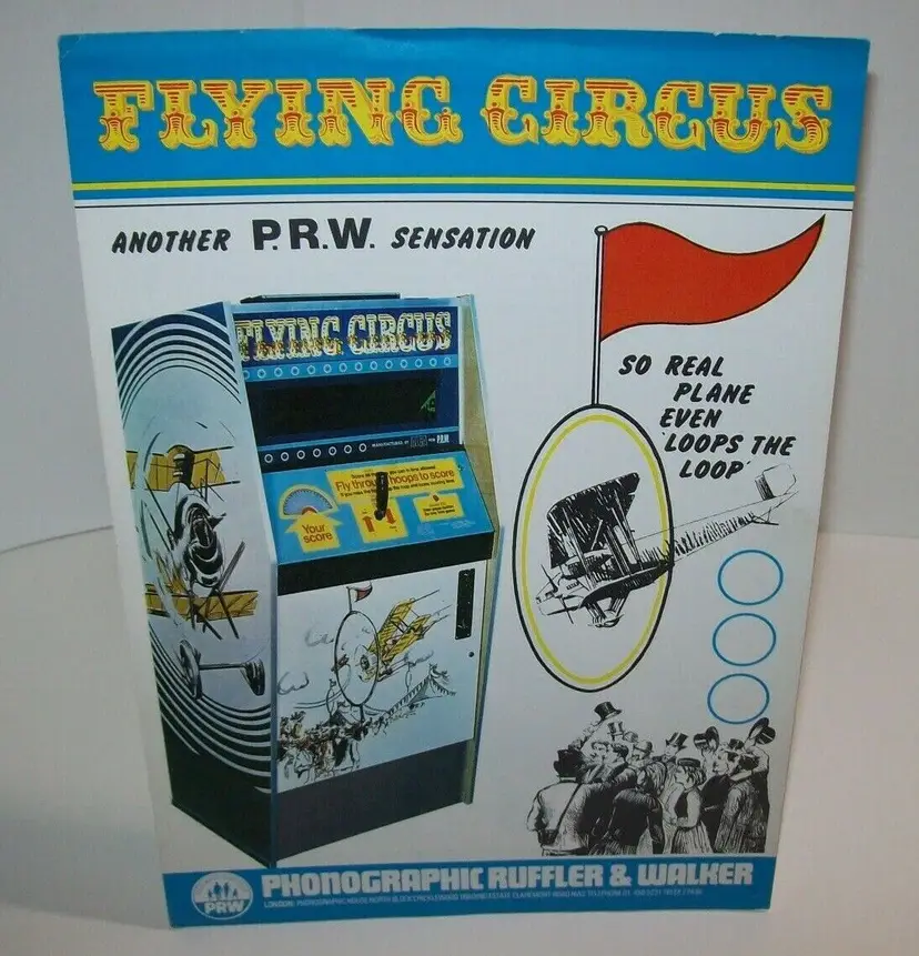 Flying Circus Arcade FLYER Original 1969 Airplane Game Artwork Aviation PRW UK