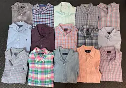 Reseller Lot 15 Men's Button Up Shirts Long Sleeve - Polo Ralph Lauren, Untuck IT, Peter Millar, and More