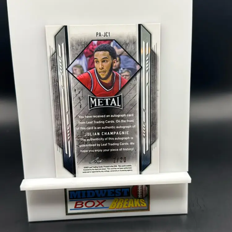 Julian Champagnie Auto 2/20 Pink Wave 2021-22 Leaf Metal San Antonio Spurs MBBCRD