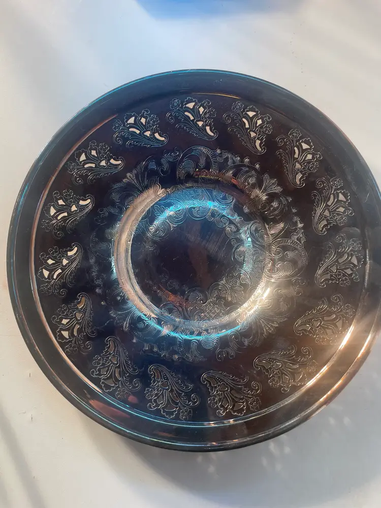 Vintage Tray Ornate Viking Silver Plate Made in Canada E.P. Copper LEAD MOUNTS