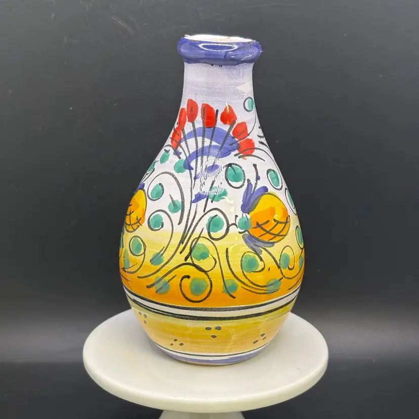 Italian Abstract Floral Bud Vase 5” Made in Italy