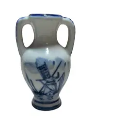 Mini Blue And White Windmill Vase