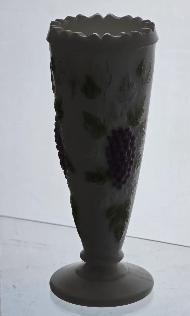 L.E Smith painted milk Glass vase