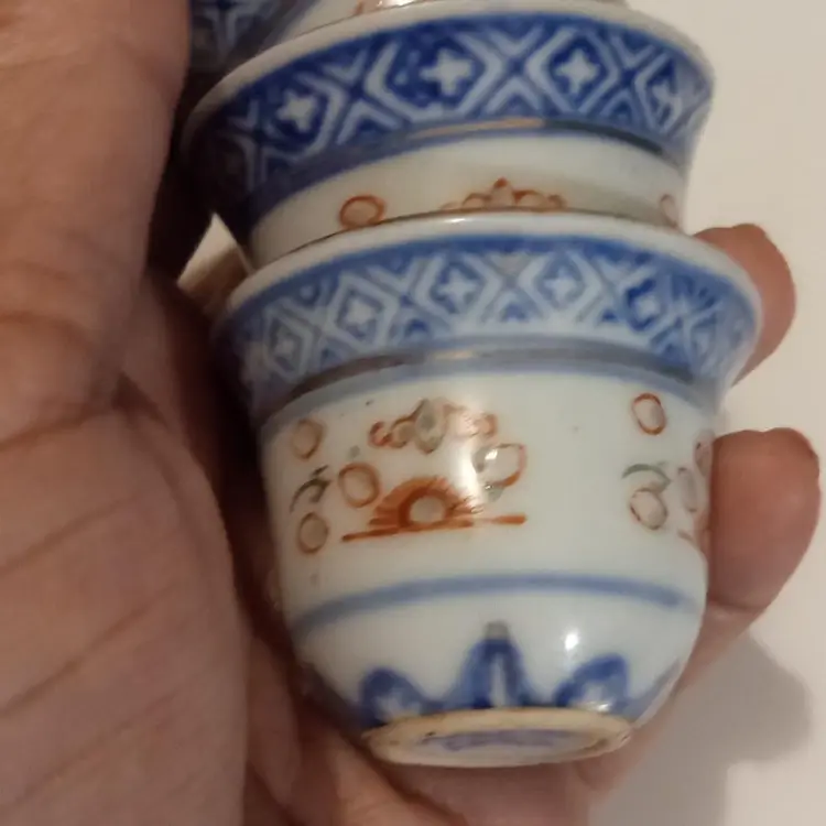 Set Of Three Vintage Rice Cups Beautiful Little Estate Sale Find