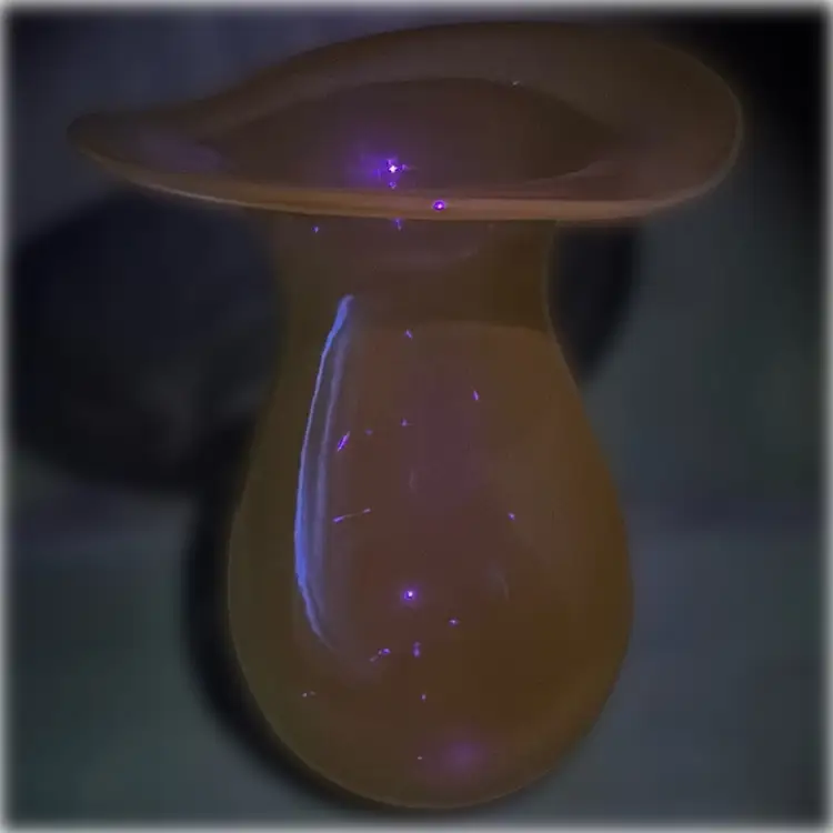 #02 Yellow Hand Blown art glass vase that glows