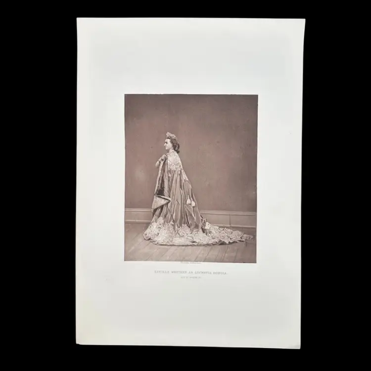 Antique 1887 Photogravure Gebbie & Co., Lucille Western As Lucretia Borgia  17”T 12”W
