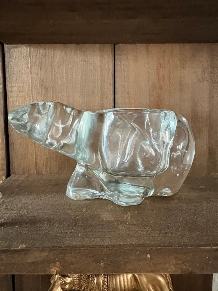 Indiana Glass Polar Bear votive Candle Holder.