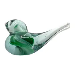 Vintage Green Swirled Glass Bird Figurine Paperweight