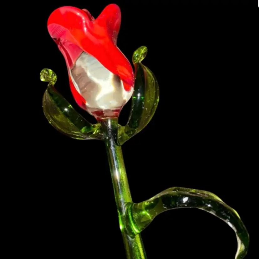 #01-Just In From Ukraine XLarge Hand Blown Glass Flower As Shown 12"