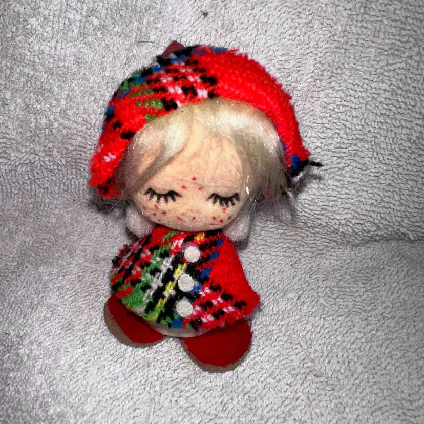 Vintage Christmas Ornament Holiday Child Girl  Flocked Face & Body Made in Japan