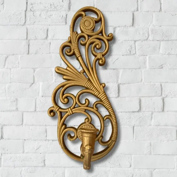 Vintage Homco Wall Sconce Sunflower 1970s Dart Plastic Gold Color MCM Flaws Read