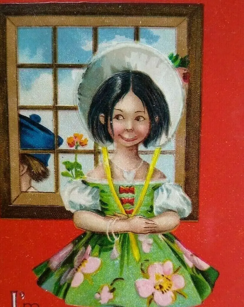 Valentines Day Postcard Unsigned Frances Brundage Vintage Germany Love Greetings