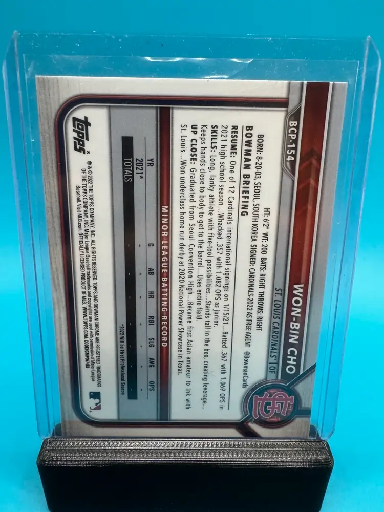 Won-Bin Cho 1st Bowman Sapphire St. Louis Cardinals