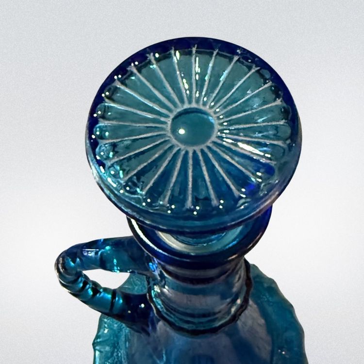 Vintage 1973 Jim Beam Blue Glass “I Dream of Jeannie" Bottle Genie Liquor Decanter w Cork (Kk)