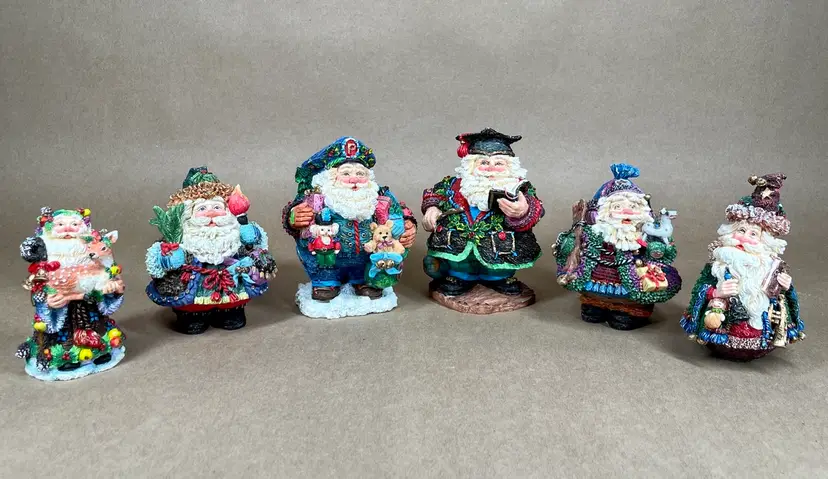 Vintage Crinkle Claus Collectible Figurines Christmas Figurines Lot of 6