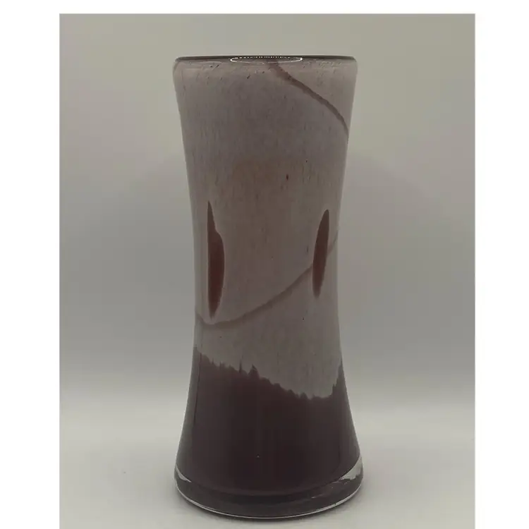 Art Glass Vase, Plum And White, 6 1/2” Tall, 3” At Base