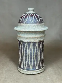 Biscuit Pottery Rough Textured Apothecary Jar With Lid