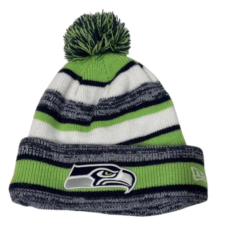Seattle Seahawks NFL Cuffed Winter Pom Beanie Home Colors by New Era - Unisex