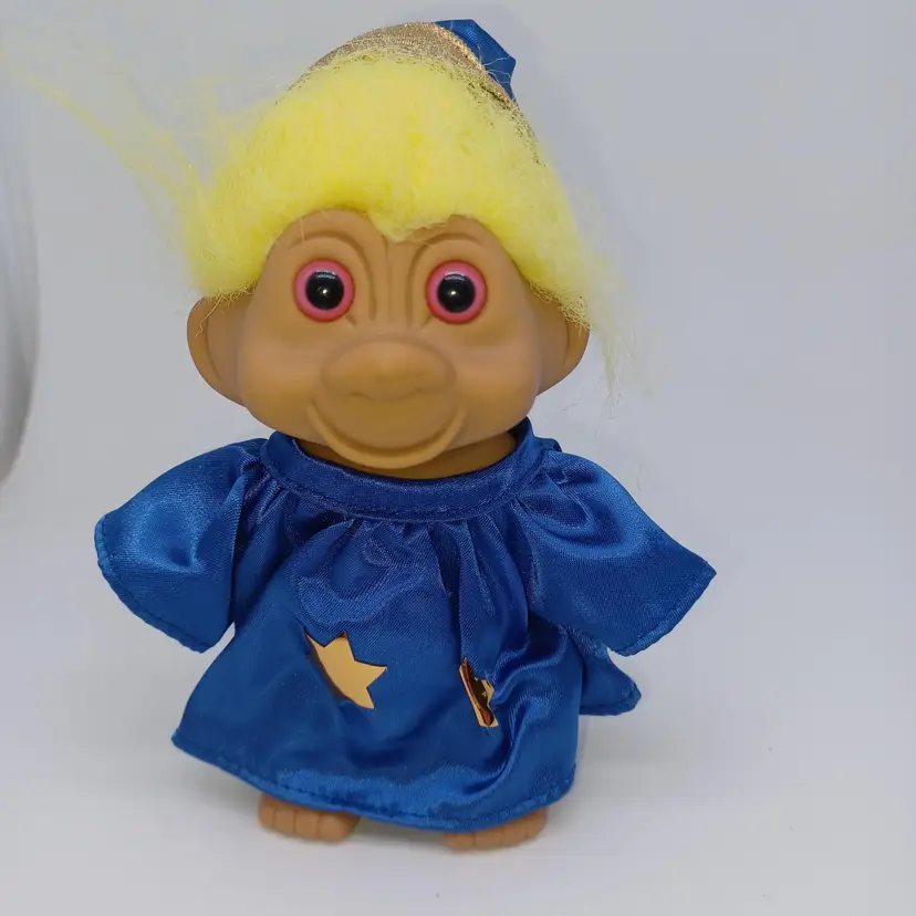 Vintage Russ Troll Doll Wizard/Magician, Yellow Hair