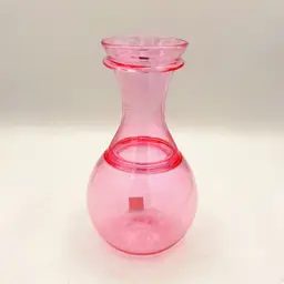 Liberty Craftworks Greenfield Village Art Glass Pink Hand Blown Vase Signed 2008 Original Sticker Dearborn Michigan Henry Ford