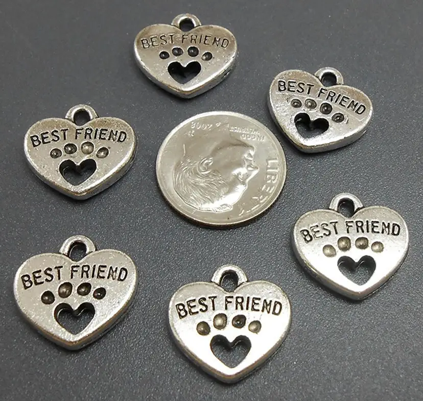 6pcs Best Friend Paw Print Charms #BC135