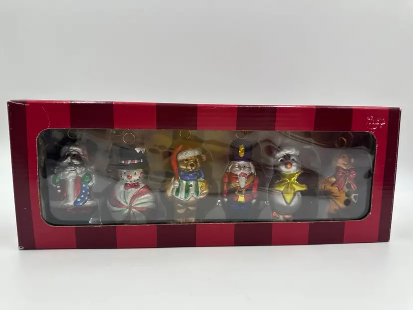 BOMBAY CHRISTMAS Ornaments Lot Of 6 New In Box Penguin Gingerbread Man Santa