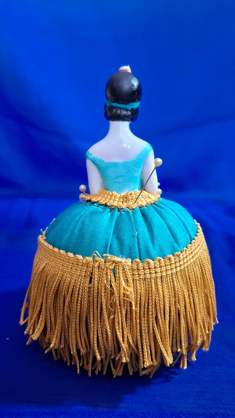 Vintage Half Doll Pincushion Doll – Porcelain Boudoir Sewing Accessory