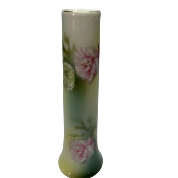 RS Germany @6” Tall @1 3/4” Base Floral Porcelain Hat Pin Holder