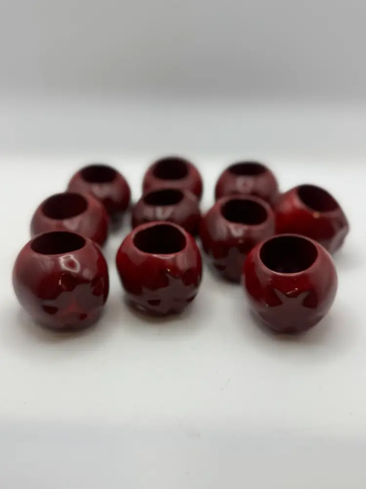 Set Of 10 Wooden Apple Napkin Rings 2” X 1.5”