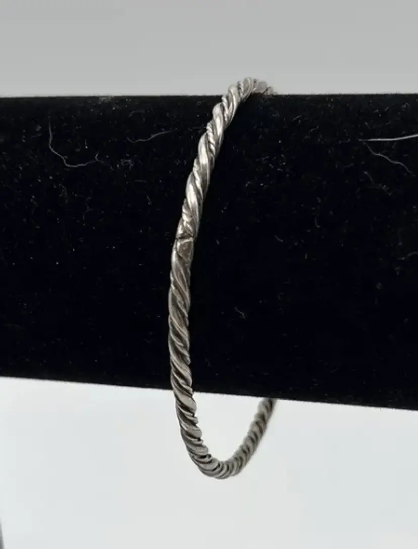 925 Sterling Silver double braided bangel bracelet TESTED 3” diameter
