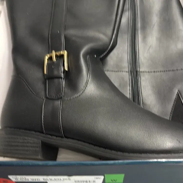 New $200 Karen Scott Womens Deliee Closed Toe Knee High Fashion, Black Leather, Size 8.5W