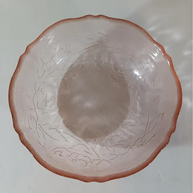Vintage ARCOROC France ROSA PINK Glass Cereal Salad Bowl ROSES 6"