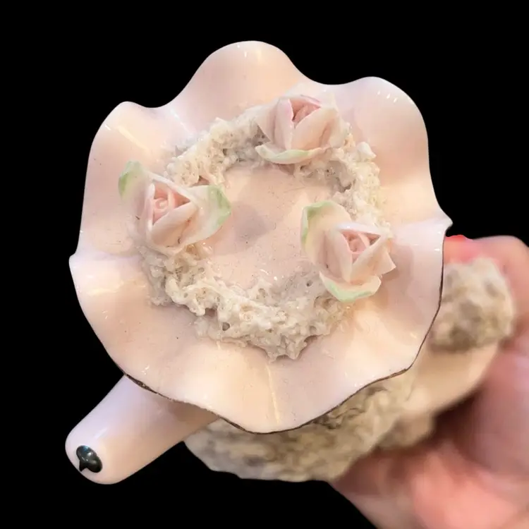 Rare 1950s Snobby Pink Spaghetti Poodle Ceramic Figurine Rare