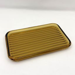 Amber Ribbed Glass Vanity Tray – Anchor Hocking Manhattan Depression Era Rectangular
