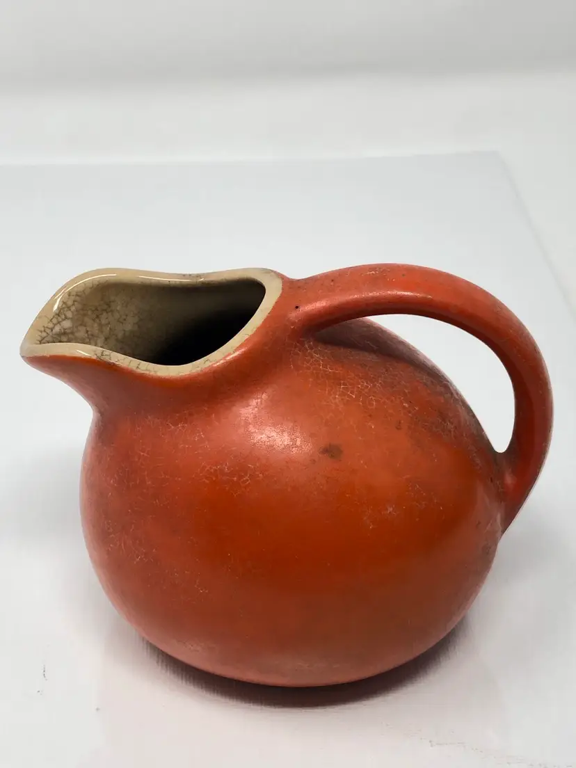 Pumpkin Orange Pottery Pitcher