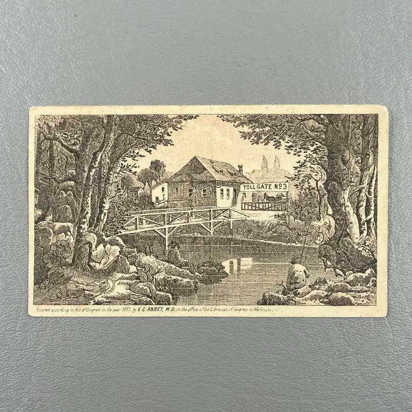 Victorian Trade Card Toll Gate No 3 Dr Abbey Hidden Images Puzzle Sexual Derangement 3x5"