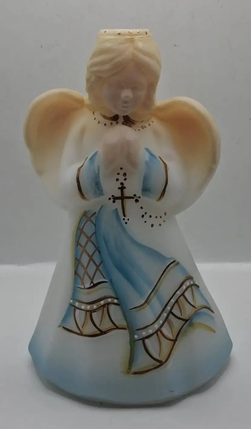 Vintage Fenton Christmas Praying Girl Angel #5014ZX Hand Painted Limited Edition #724, Hand Painted By G. Tapia