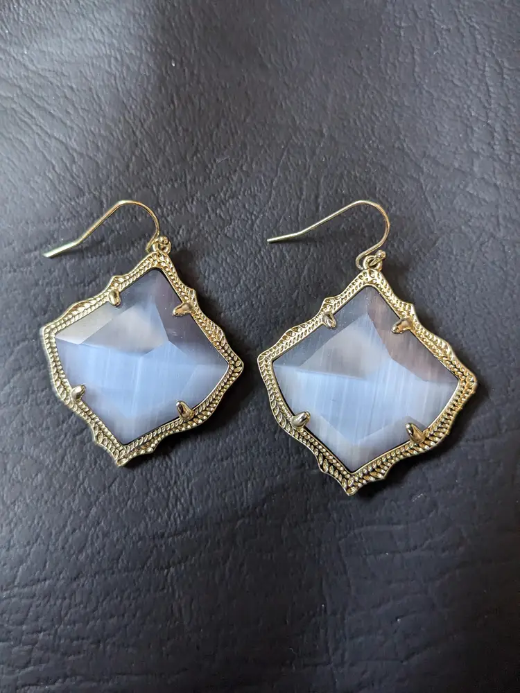 Kendra Scott Kirsten Slate Cats Eye Gold Tone Drop Earrings Pierced