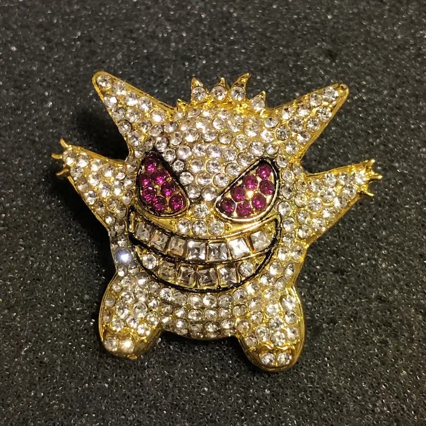 Gold-Tone & Jeweled Pokémon Gengar Brooch