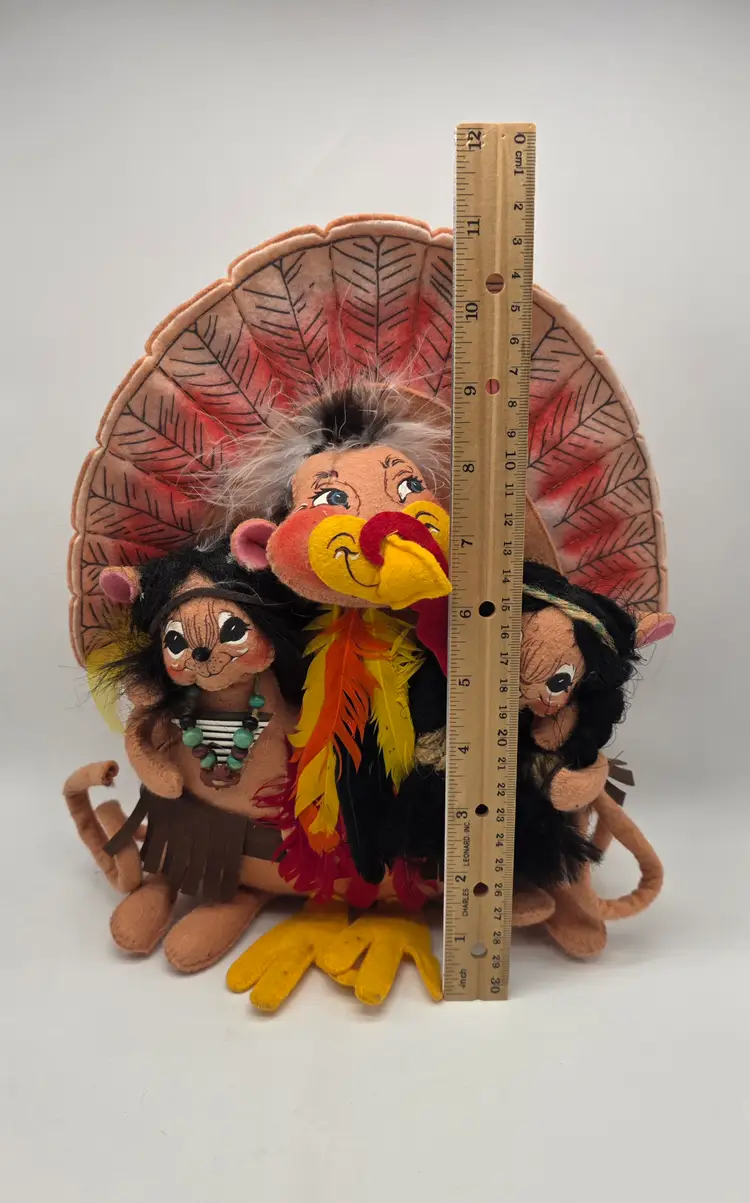 Annalee Doll 2007 Thanksgiving Turkey Native American Hand Painted Plush