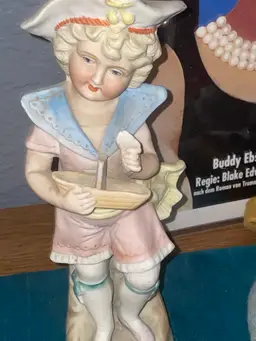Antique German Bisque Statue In Pink