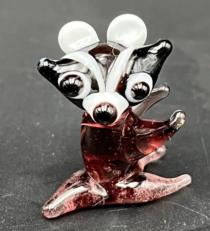 Miniature Lampwork Art Glass Raccoon Trash Panda