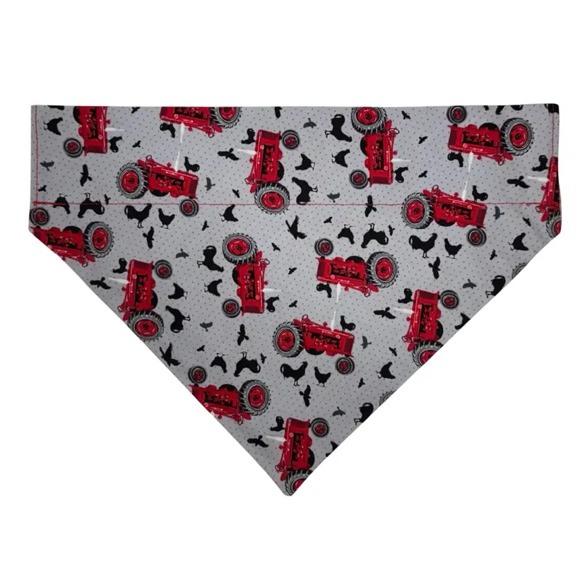 Dog Bandana Size Large Red Farmall Tractor Print Dog Handmade Size 11” Wide
