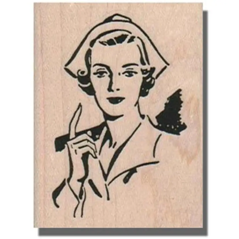Retro 1950s Nurse Rubber Stamp