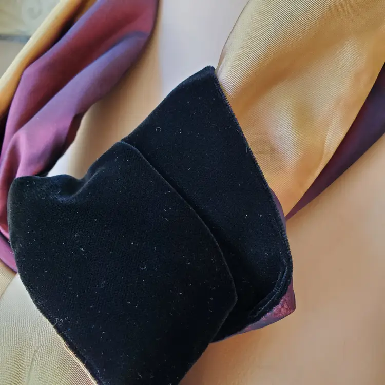 Silk velvet and taffeta block scarf black burgundy and gold