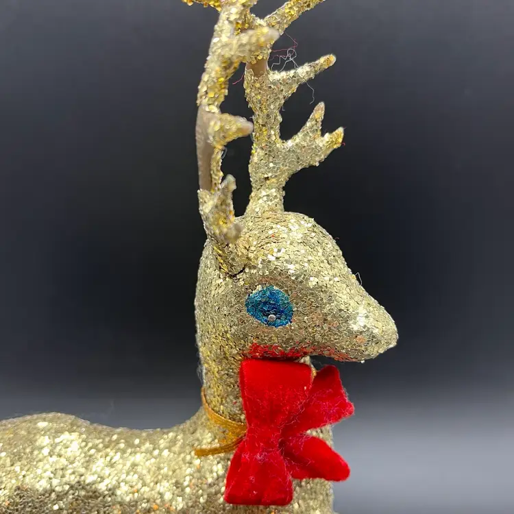 MCM Gold Glitter Hard Plastic Deer 10 Tall