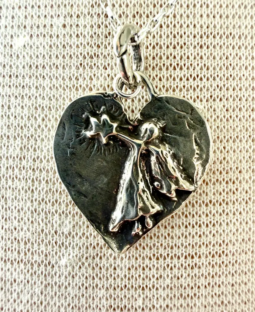 Wish Upon A Star Heart Pendant On A Sterling Silver Chain