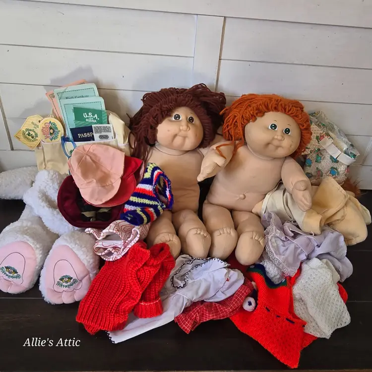 Cabbage Patch Girl Doll Outfits Sets Lot Rabbit Lion Suit Travel Bag Birth Certs