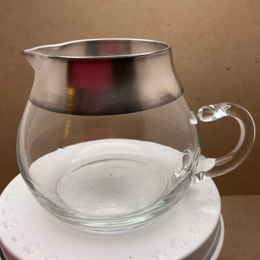 VTG 1960s Dorothy Thorpe Silver Band Creamer Open Applied Handle 3"
